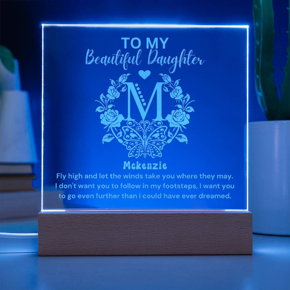 Custom Monogram Gift For Beautiful Daughter  - Engraved Acrylic Plaque