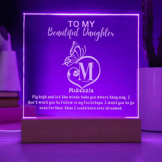 Custom Monogram Gift For Daughter  - Engraved Acrylic Plaque