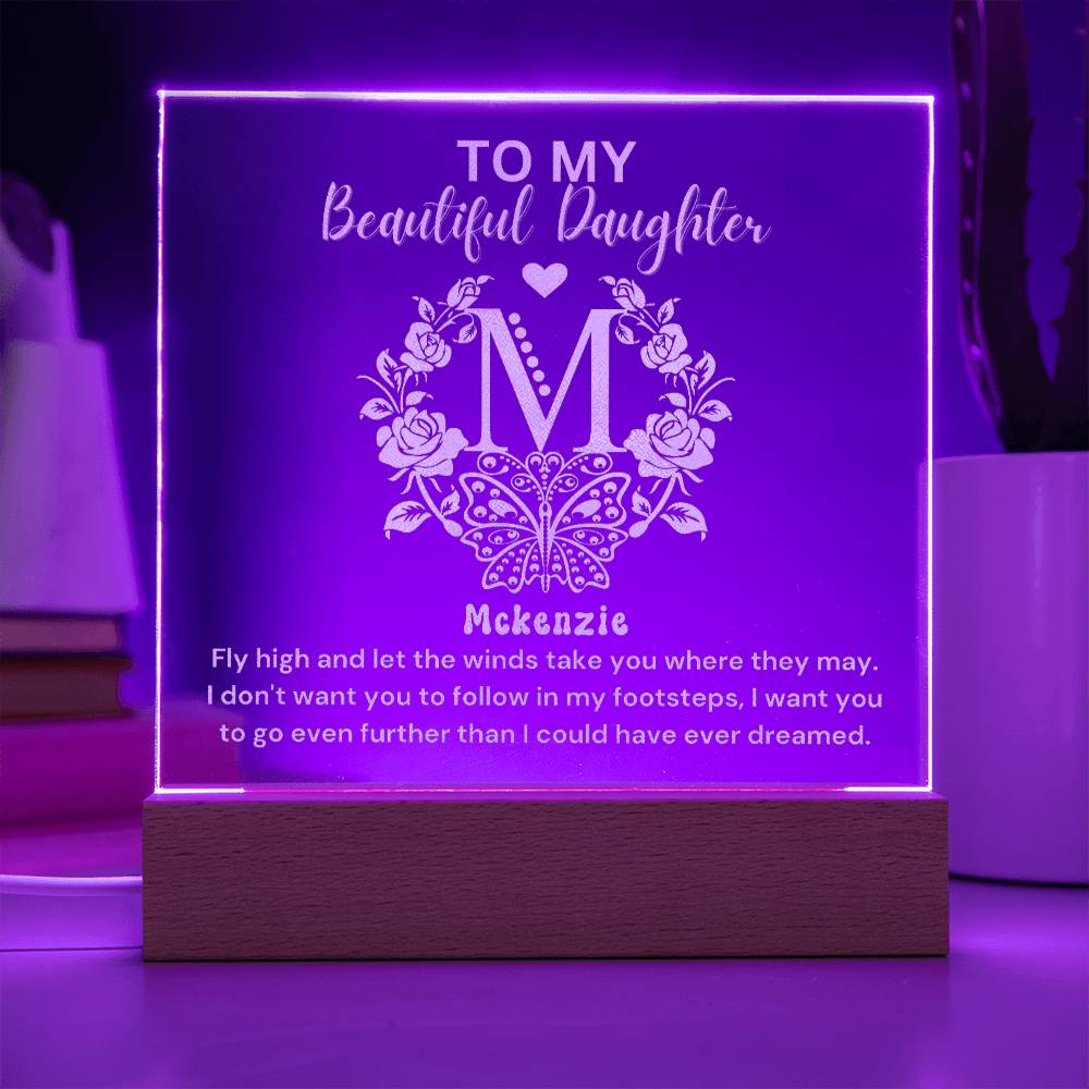 Custom Monogram Gift For Beautiful Daughter  - Engraved Acrylic Plaque