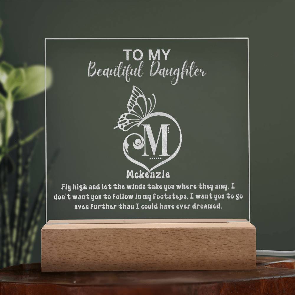 Custom Monogram Gift For Daughter  - Engraved Acrylic Plaque