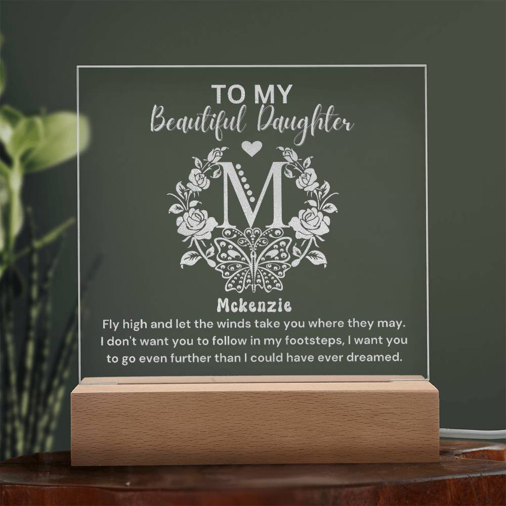 Custom Monogram Gift For Beautiful Daughter  - Engraved Acrylic Plaque