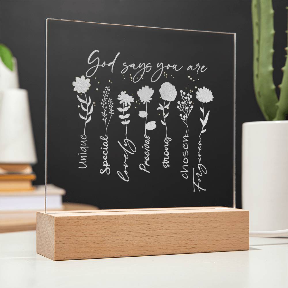 God Says You Are Engraved Acrylic Plaque Acrylic Plaque