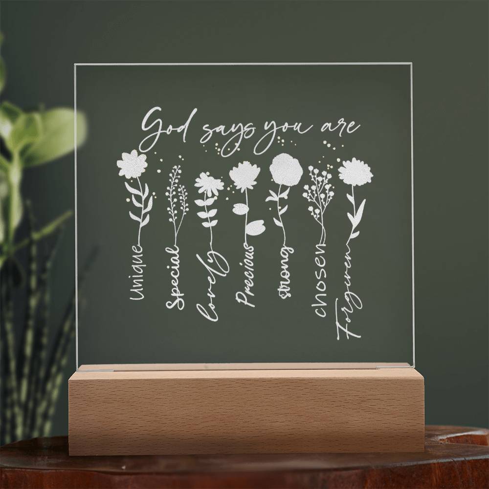 God Says You Are Engraved Acrylic Plaque Acrylic Plaque