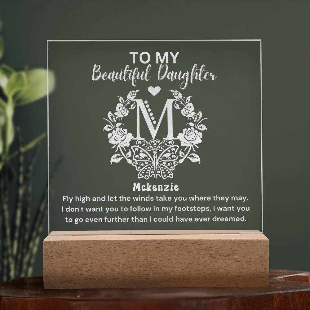 Custom Monogram Gift For Beautiful Daughter  - Engraved Acrylic Plaque