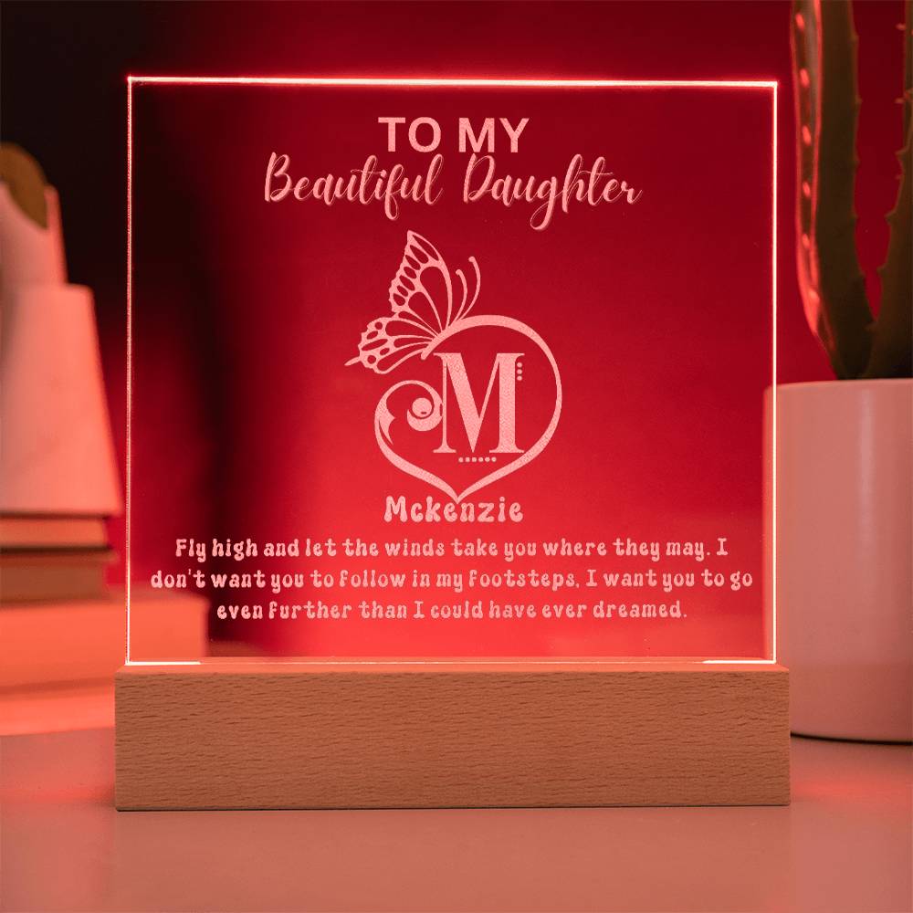 Custom Monogram Gift For Daughter  - Engraved Acrylic Plaque