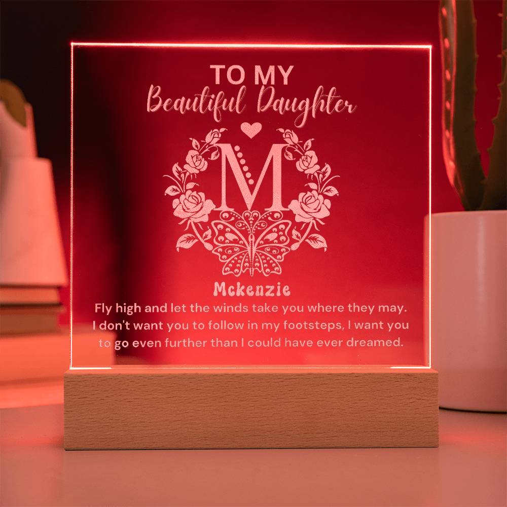 Custom Monogram Gift For Beautiful Daughter  - Engraved Acrylic Plaque