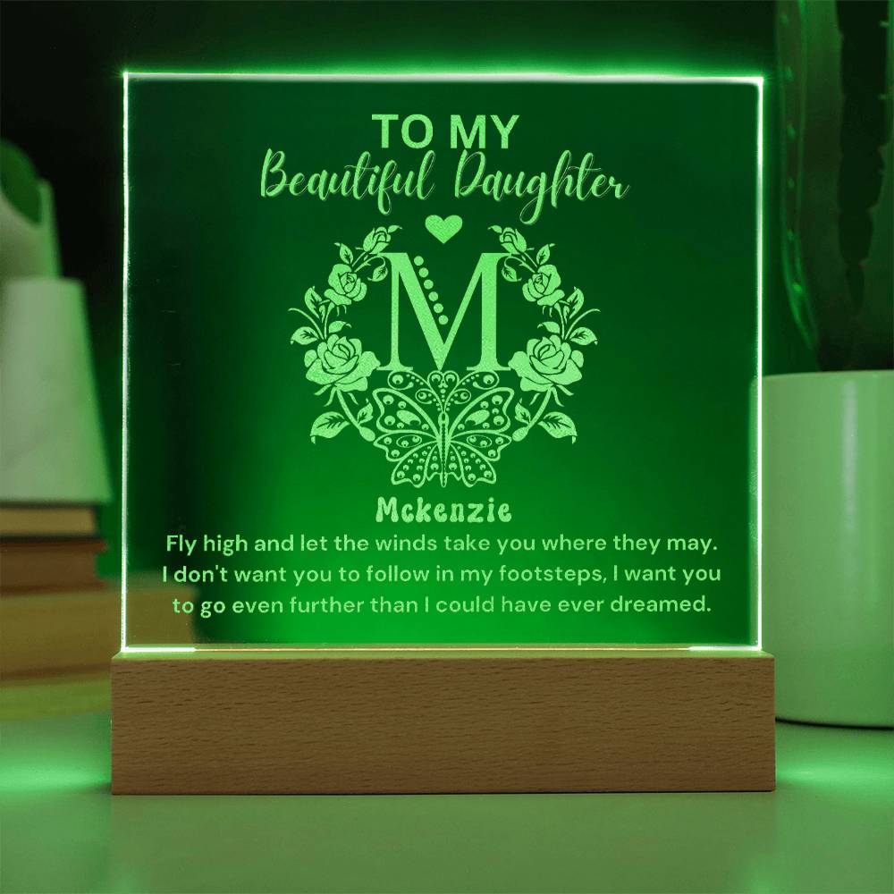 Custom Monogram Gift For Beautiful Daughter  - Engraved Acrylic Plaque