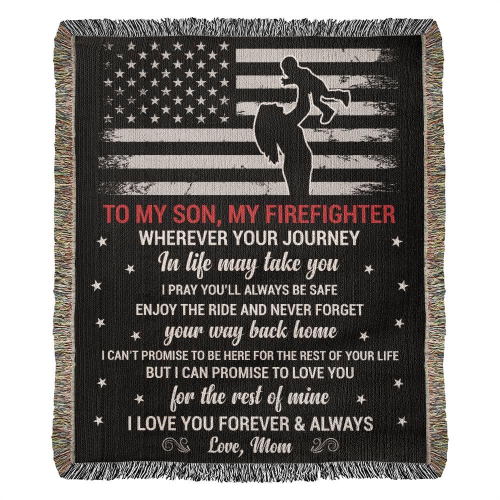 To My Son - I Promise To Love You Woven Blanket