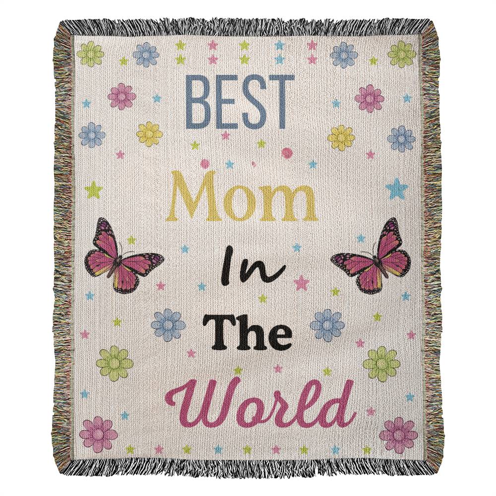 Gift for Mom - Best Mom In The World Beige Woven Blanket