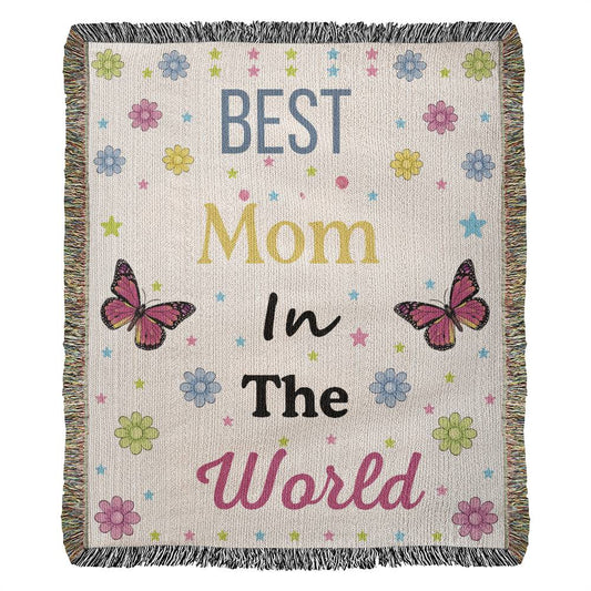 Gift for Mom - Best Mom In The World Beige Woven Blanket