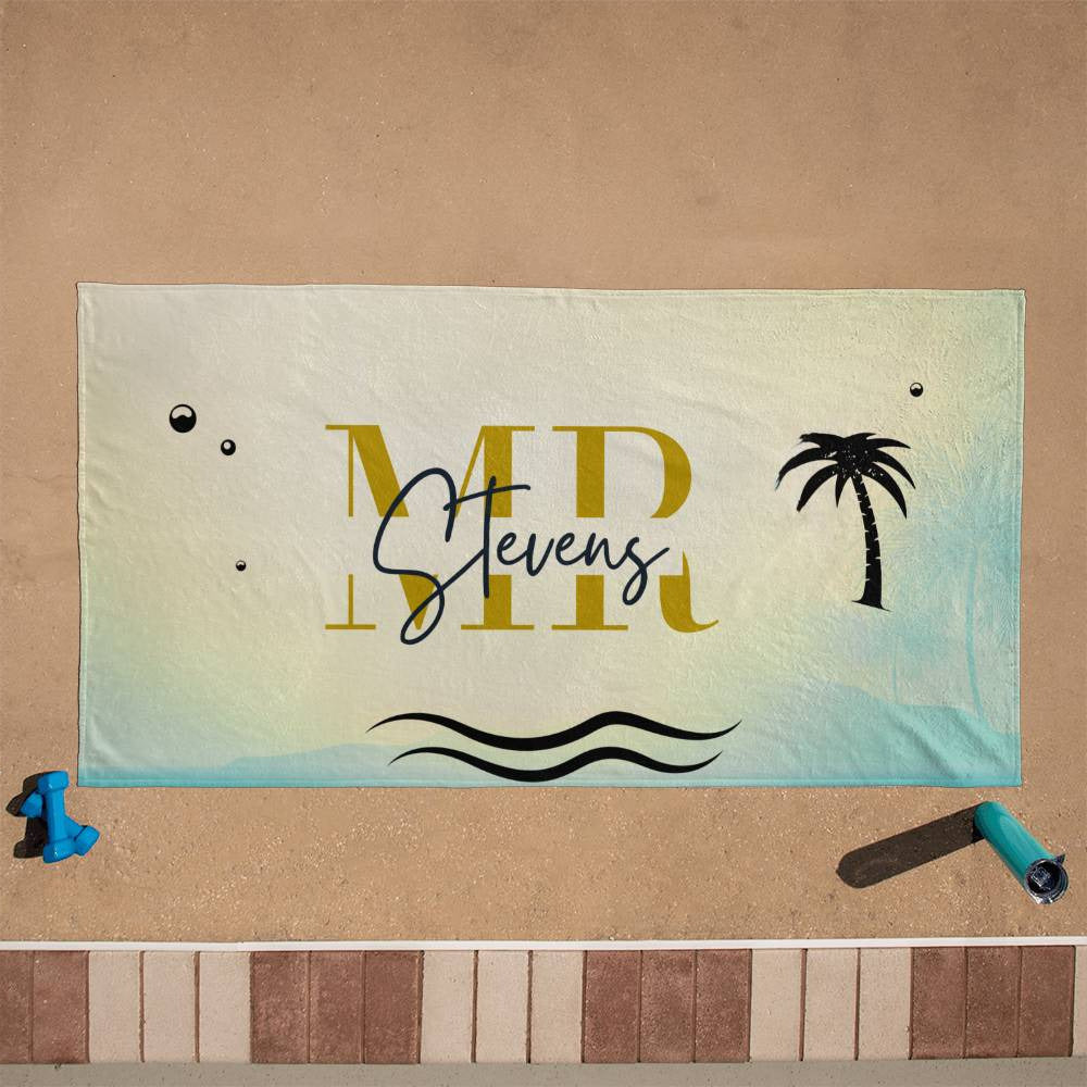 Custom Mr Lastname Large Beach Towel