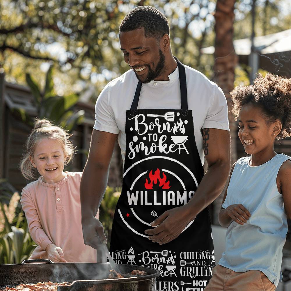 Custom Name Grill Born To Dad Apron