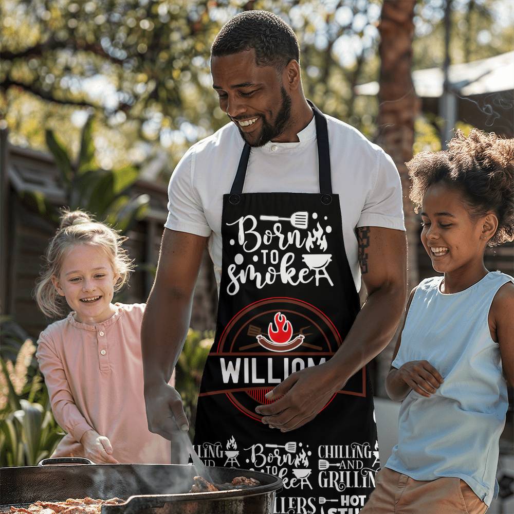 Custom Name Born To Smoke Dad Apron