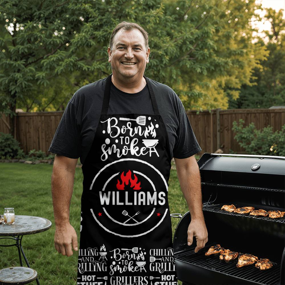 Custom Name Grill Born To Dad Apron