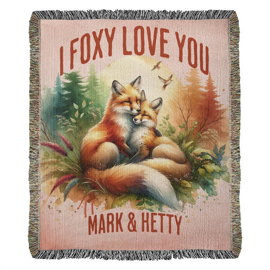 I Foxy Love You Artwork Woven Blanket