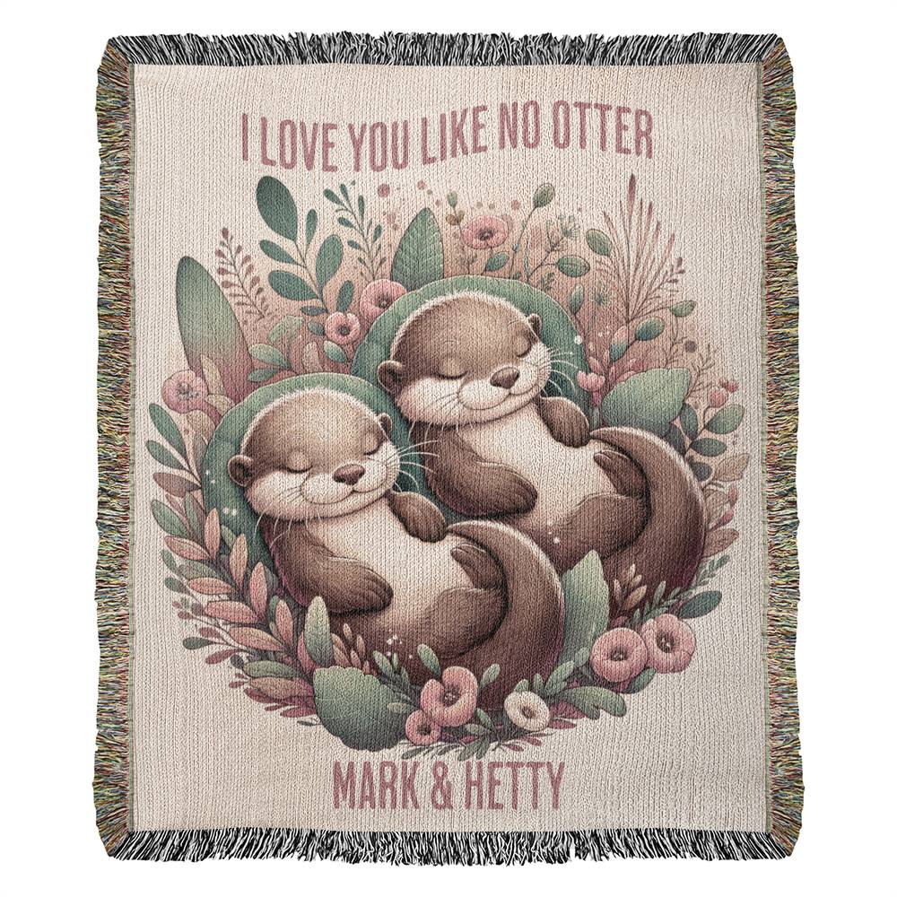 I Love you Like No Otter Beige Woven Blanket