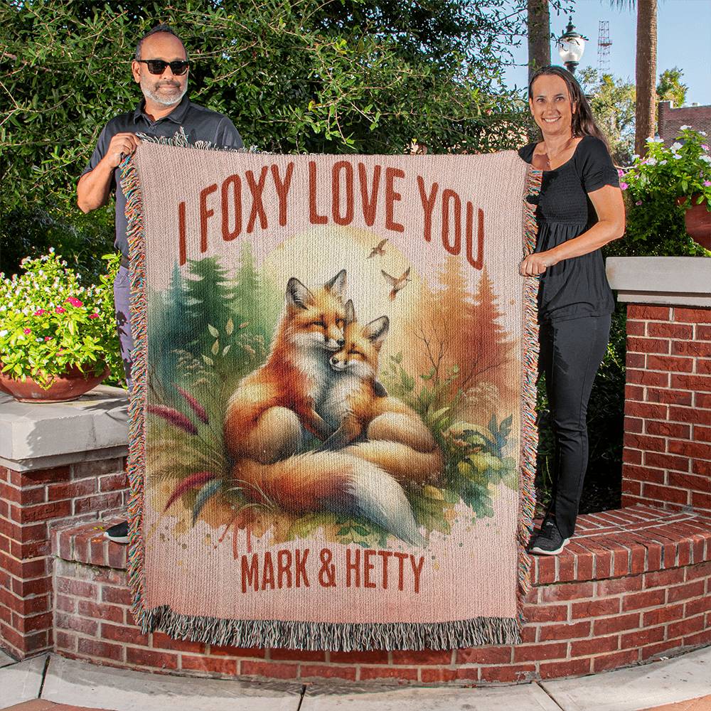 I Foxy Love You Artwork Woven Blanket