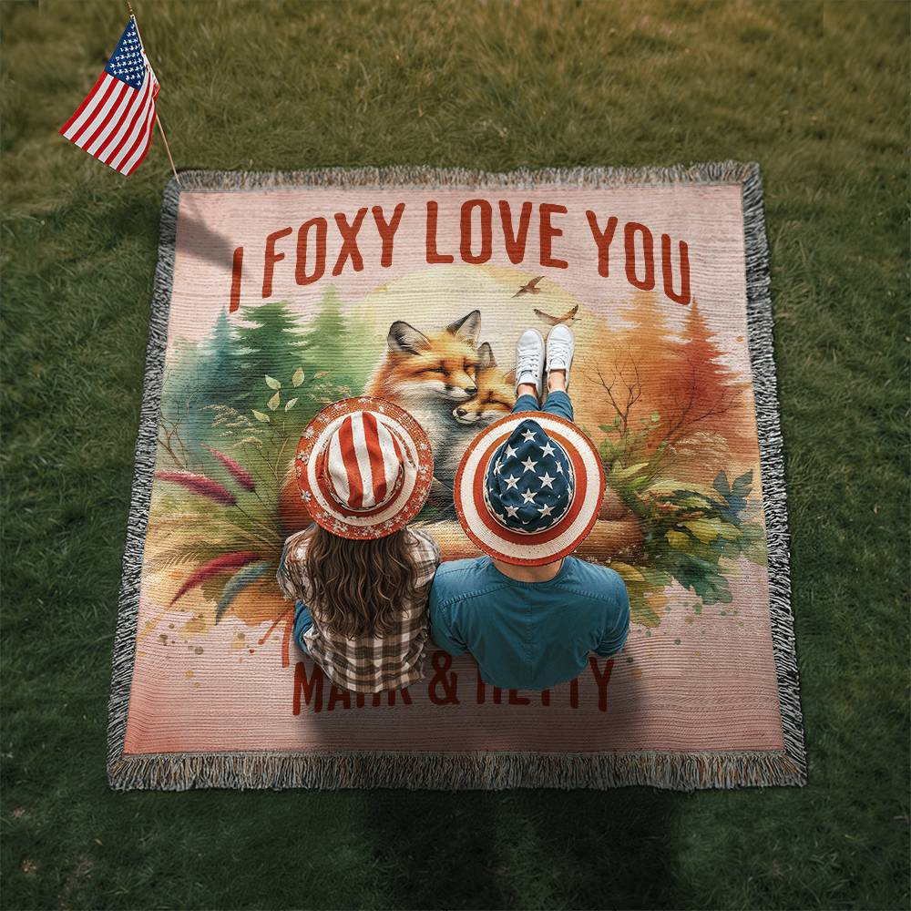 I Foxy Love You Artwork Woven Blanket