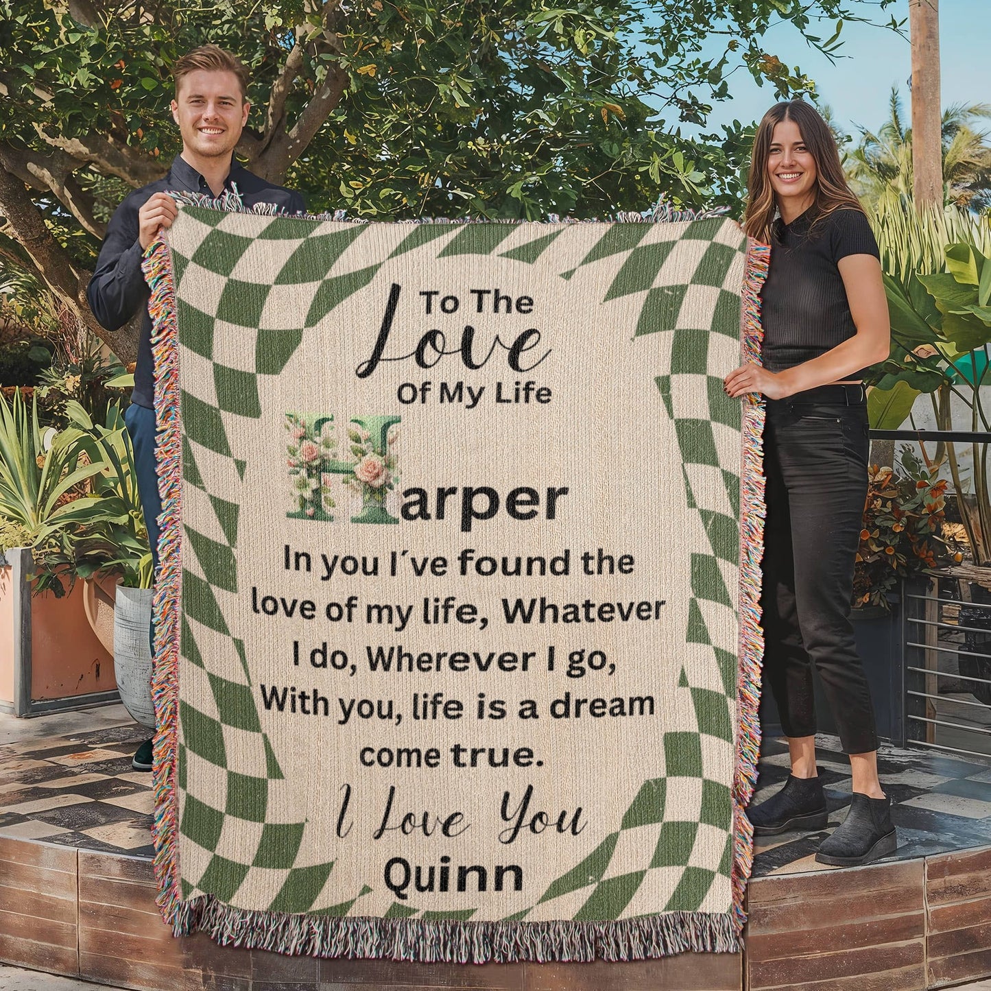 Gift For Love Of My Life - Custom Name - Woven Blanket