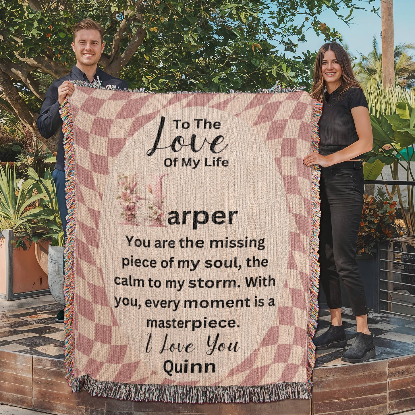 To The Love Of My Life - Custom Name Woven Blanket