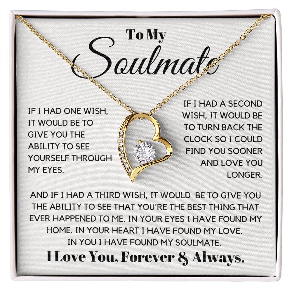 Keywords: gift for soulmate, sentimental necklace, meaningful jewelry, jewelry for soulmate, Love necklace, keepsake necklace, gift of love, soulmate gift ideas
Give your soulmate a gift that holds all your love and dreams with the "Gift For Soulmate. This beautifully crafted necklace is more than just a piece of jewelry—it's a heartfelt symbol of your hopes and blessings for her future. With its elegant design and thoughtful message card, this gift is perfect for birthdays, graduations, or special mileston