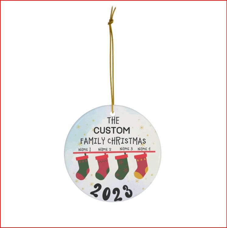 Family Stockings Ceramic Ornament, 1-Pack