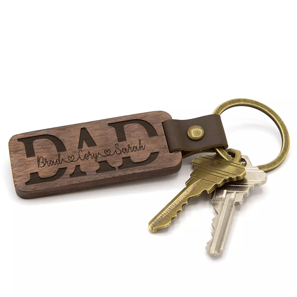 Custom Split Name Wooden Key Chain Fathers day Gift Dad keychain Family Name Sign Personalized Name Gift