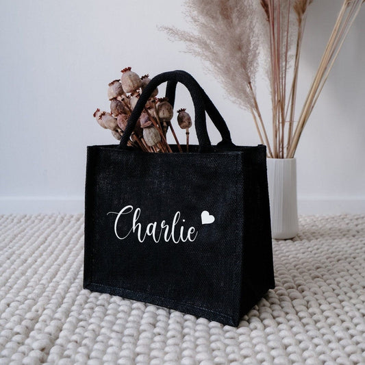 Personalized Bridesmaids Beach Jute Tote Bag, Custom Bridal Shower Party Wedding Gifts, Burlap Eco-Friendly Shopping Tote Bags