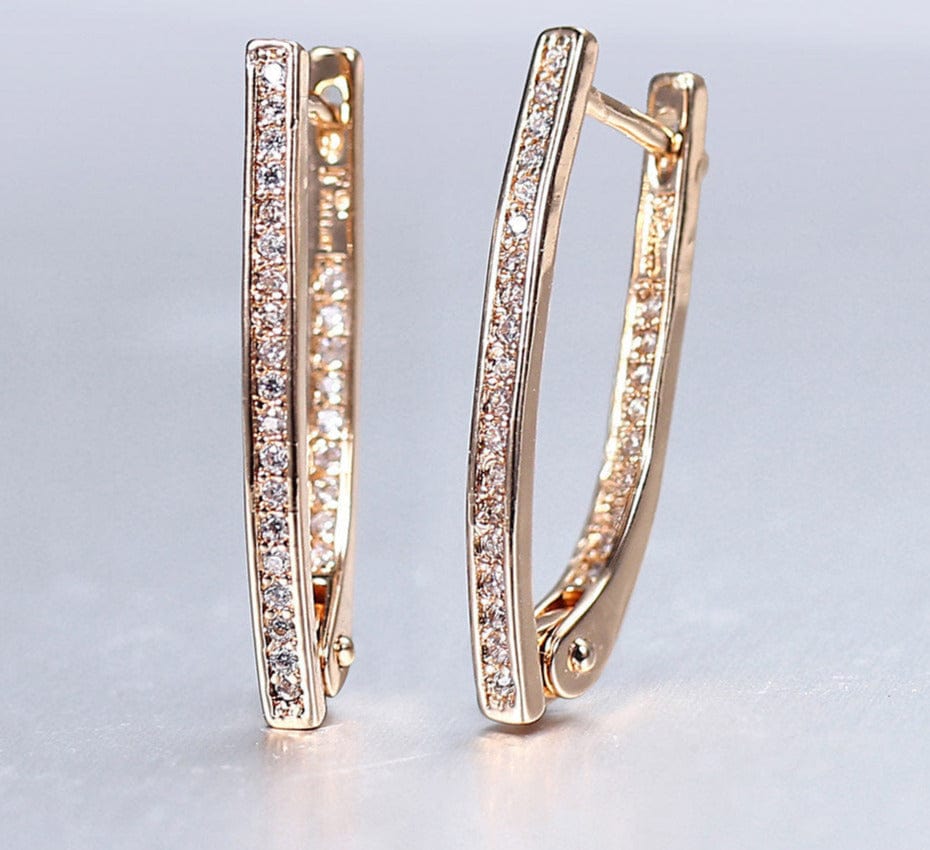 Hoop Earrings V Shaped Long White Cubic Zirconia Earrings Birthday Gifts for Women