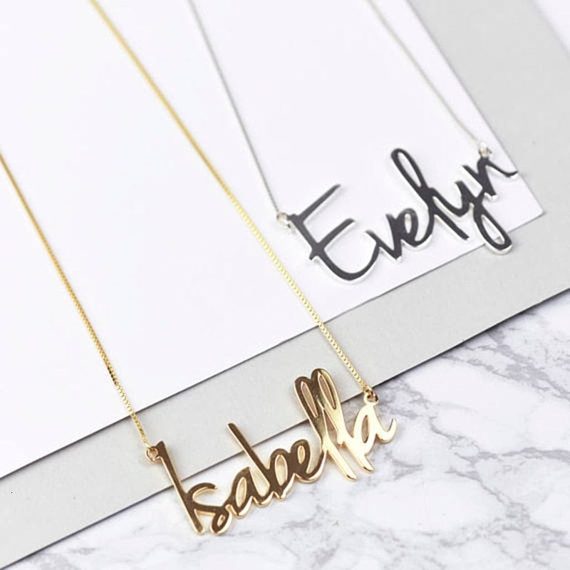 Personalized Carrie Style Letter Pendant Necklaces For Women Custom Any Name Box Chain Choker Charm Jewelry Couple Gift