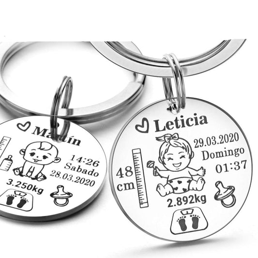 Lovely Personalized Baby Boys Girls Keychain  Name Birth Weight Height For Newborn Commemorate New Mom Dad Gift Keyring