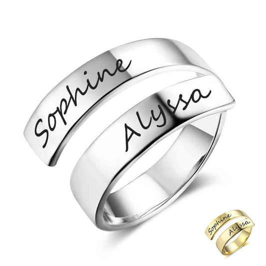 Personalized Gift Customized Engraved Name Stainless Steel Adjustable Rings for Women Anniversary Jewelry