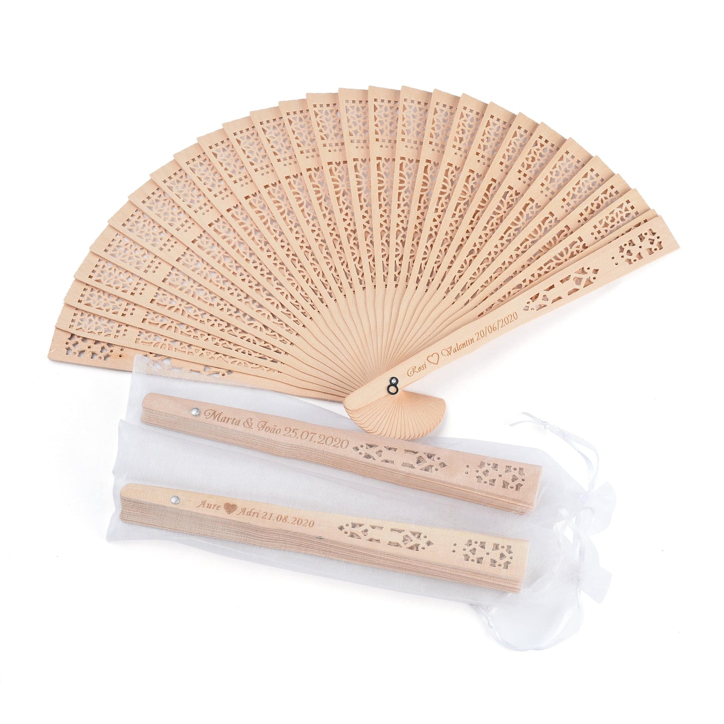 Personalized Engraved Wood Folding Hand Fan Wedding Personality Fans Birthday Customized Baby Party  Decor Gifts For Guest