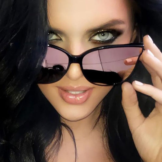 Color Luxury Flat Top Cat Eye Elegant Sunglasses Woman Oversized Sun Glasses UV400