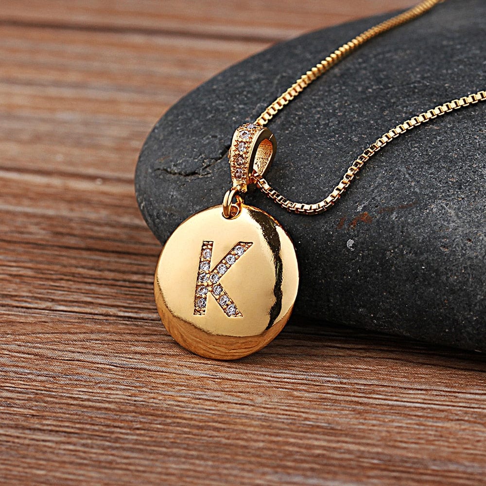 Women Girls Initial Letter Necklace 26 A-Z Charm Neck Pendants Copper Jewelry Personal Gifts