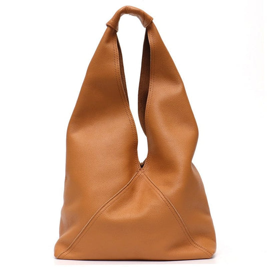 Luxury Genuine Leather Hobo Bag For Women Slouchy Design Large Tote Shoulder Handbag Female Casual Soft Natural Leather Purse