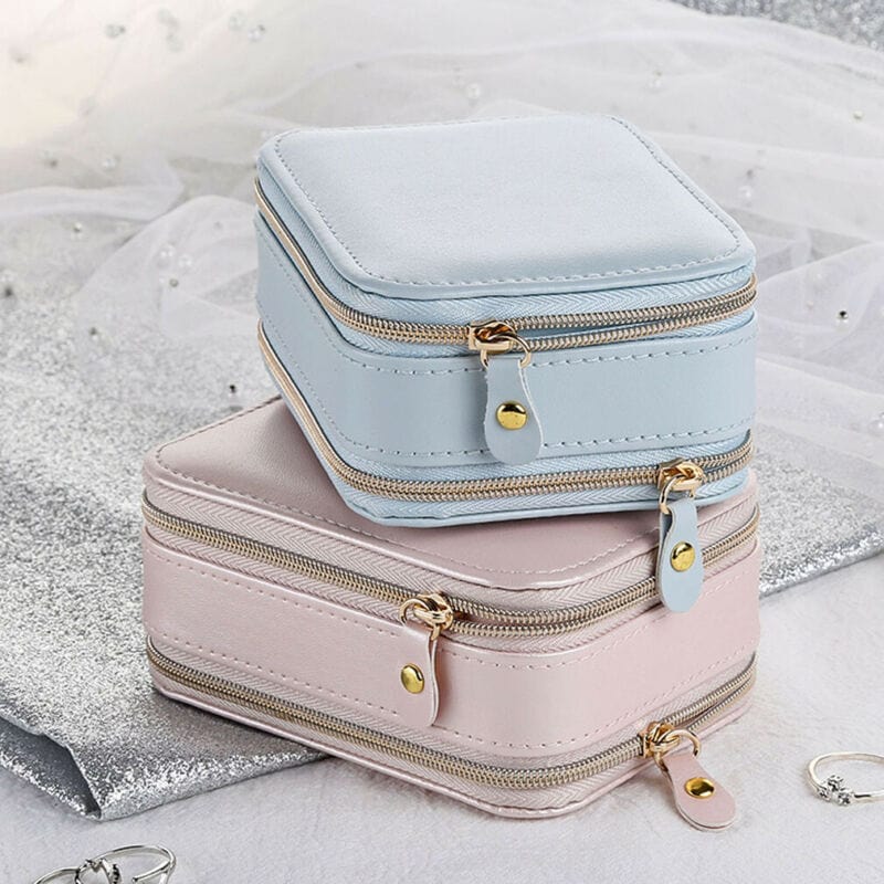 Portable Jewelry Organizer Box Leather Storage Holder Show Case Jewelry Travel Case