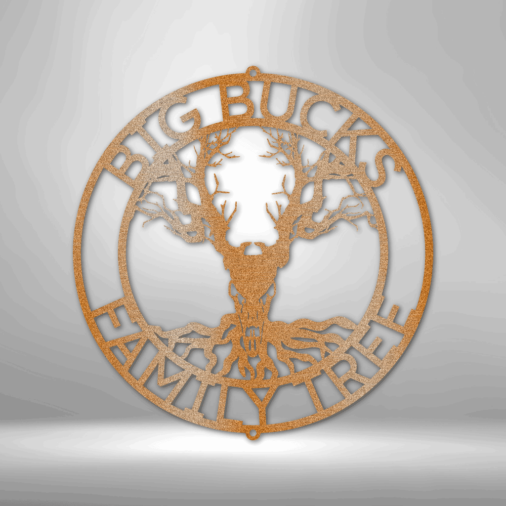 Custom Deer Skull Tree Monogram Deer in the Woods Personalized) Wedding Gift for Couple Custom Name Custom Sign Tree Metal Sign Anniversary Gift