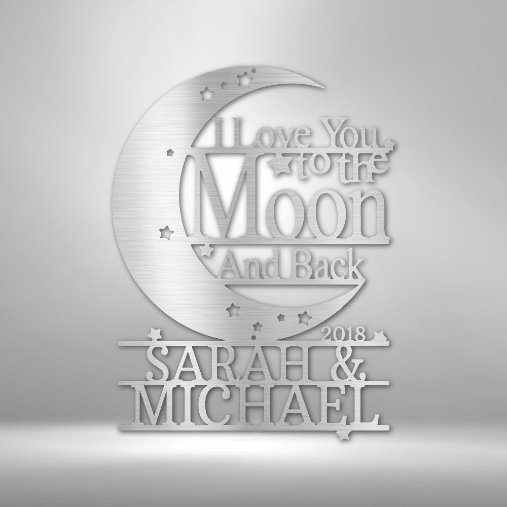 Custom Moon Monogram Personalized Wedding Gift for Couple Custom Name Sign Wedding Date Custom Mr Mrs Metal Sign Anniversary Gift Bridal Shower Gift