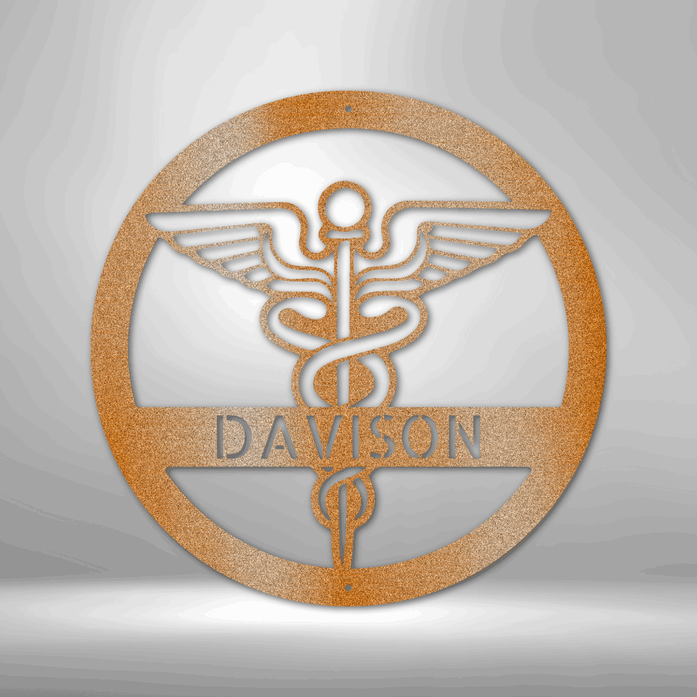 Custom Caduceus Sign Name Metal Sign Medics Nurse Monogram Sign Medical Professionals Hospital Monogram Metal Sign Wall Decoration Metal Art Wall Hangings Doctor Wall Art Metal Sign Custom Nurse Gift