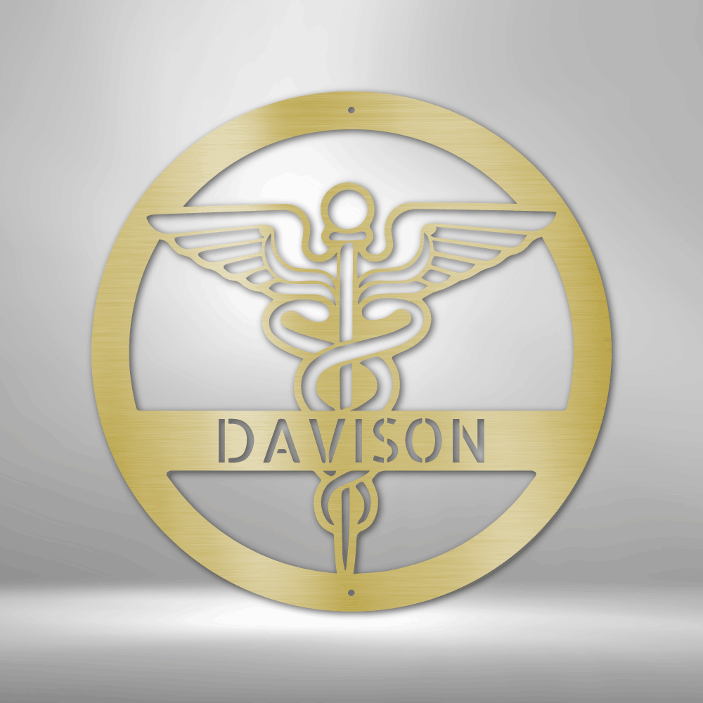 Custom Caduceus Sign Name Metal Sign Medics Nurse Monogram Sign Medical Professionals Hospital Monogram Metal Sign Wall Decoration Metal Art Wall Hangings Doctor Wall Art Metal Sign Custom Nurse Gift