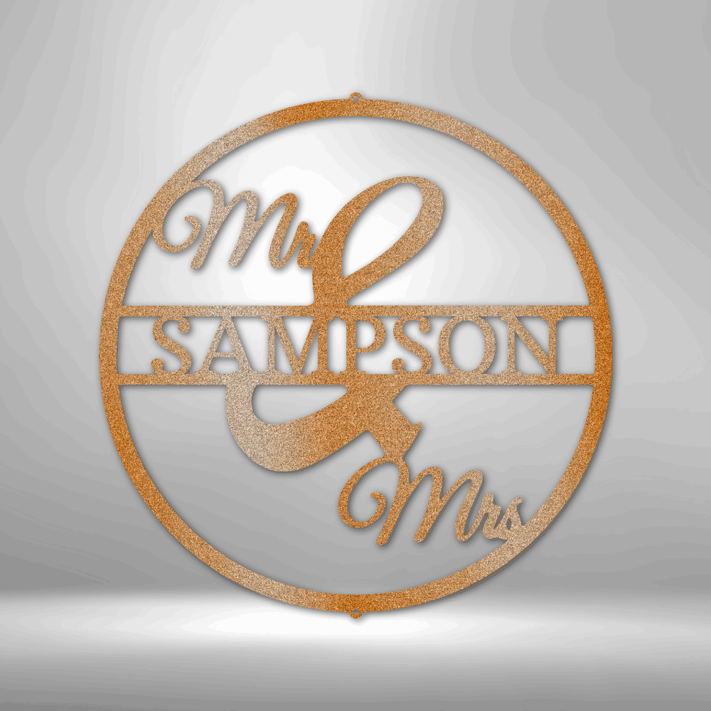 Custom Circle Monogram Personalized Wedding Gift for Couple Custom Name Wedding Sign Custom Mr Mrs Metal Sign Anniversary Gift Bridal Shower Gift