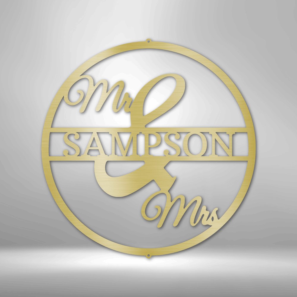 Custom Circle Monogram Personalized Wedding Gift for Couple Custom Name Wedding Sign Custom Mr Mrs Metal Sign Anniversary Gift Bridal Shower Gift