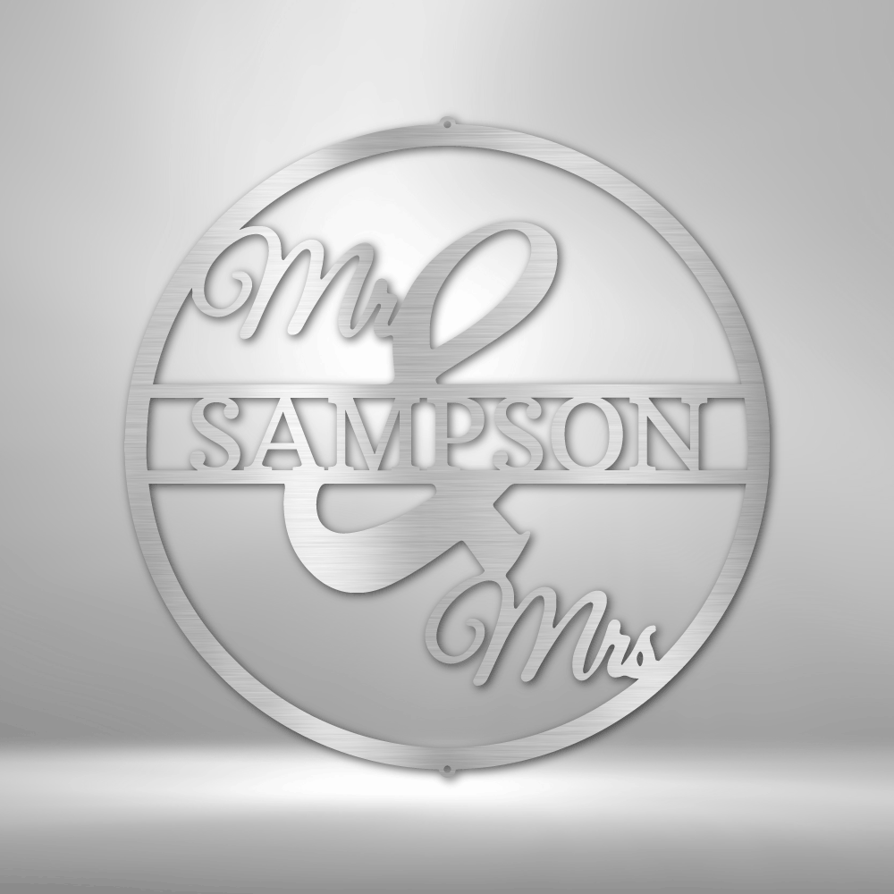 Custom Circle Monogram Personalized Wedding Gift for Couple Custom Name Wedding Sign Custom Mr Mrs Metal Sign Anniversary Gift Bridal Shower Gift