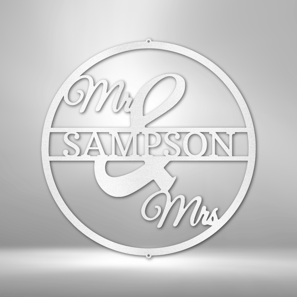 Custom Circle Monogram Personalized Wedding Gift for Couple Custom Name Wedding Sign Custom Mr Mrs Metal Sign Anniversary Gift Bridal Shower Gift