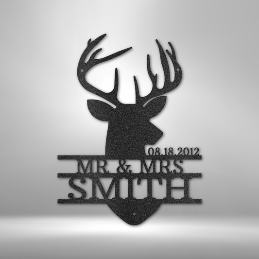 Custom Deer Head Monogram Personalized Wedding Gift for Couple Custom Name Sign Wedding Date Sign Custom Tree of Life Metal Sign Anniversary Gift Bridal Shower Gift