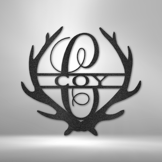 Antler Monogram Custom Metal Sign Wall Decoration Metal Art Wall Hanging Quote Wall Art Metal Sign Wall Sign Housewarming Gift