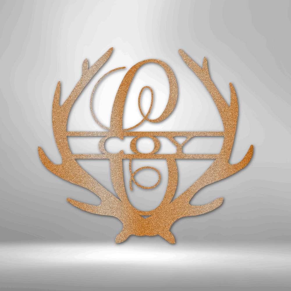 Antler Monogram Custom Metal Sign Wall Decoration Metal Art Wall Hanging Quote Wall Art Metal Sign Wall Sign Housewarming Gift