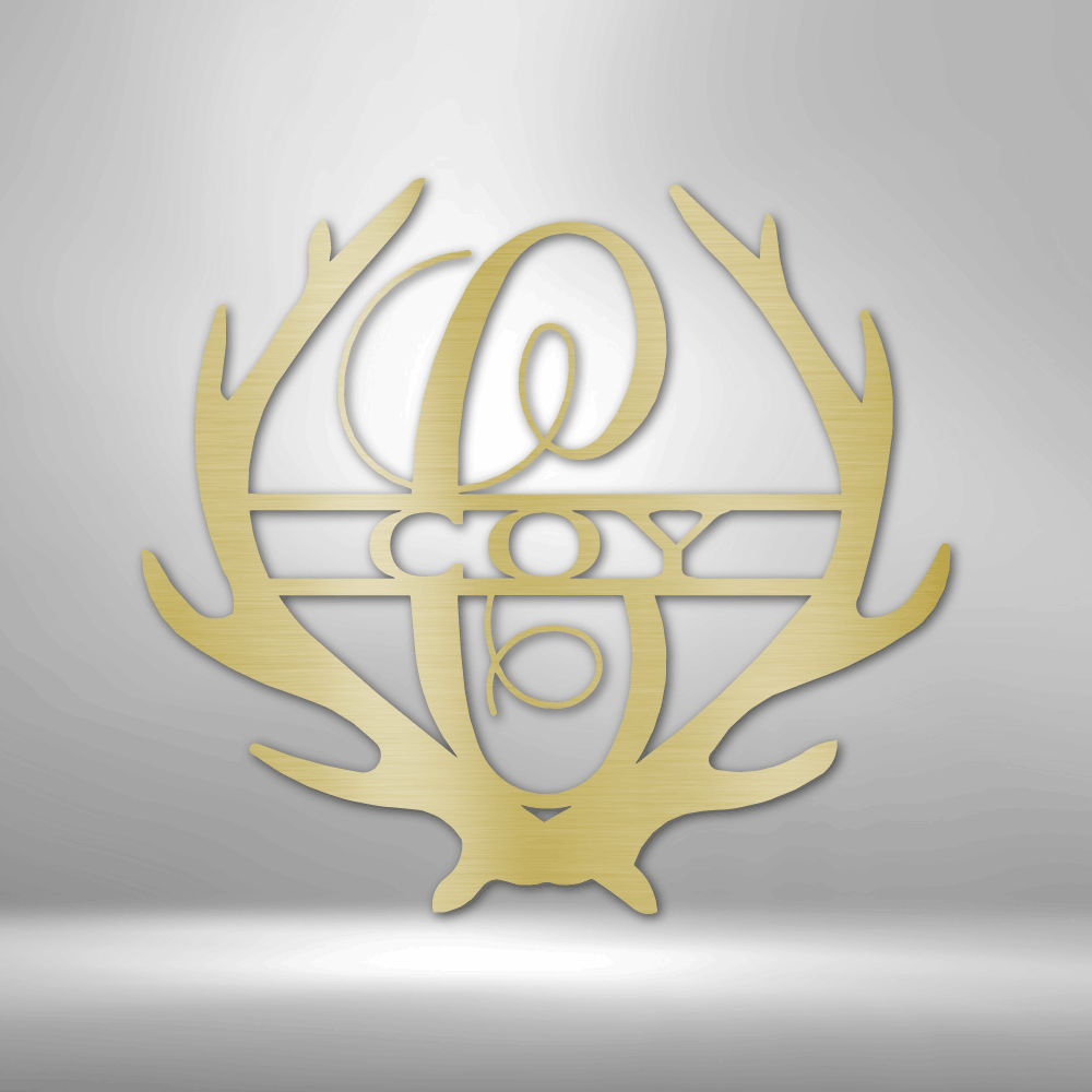 Antler Monogram Custom Metal Sign Wall Decoration Metal Art Wall Hanging Quote Wall Art Metal Sign Wall Sign Housewarming Gift