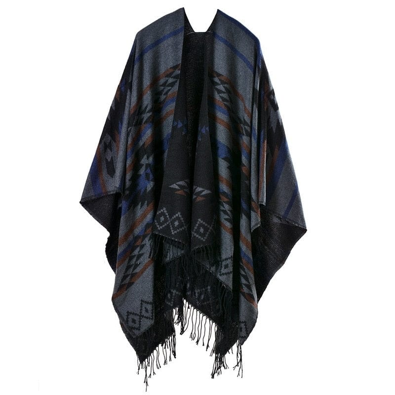 European American Popular Tassel Thickened National Style Travel Fork Shawl Scarf in autumn Ponchos Capes P9